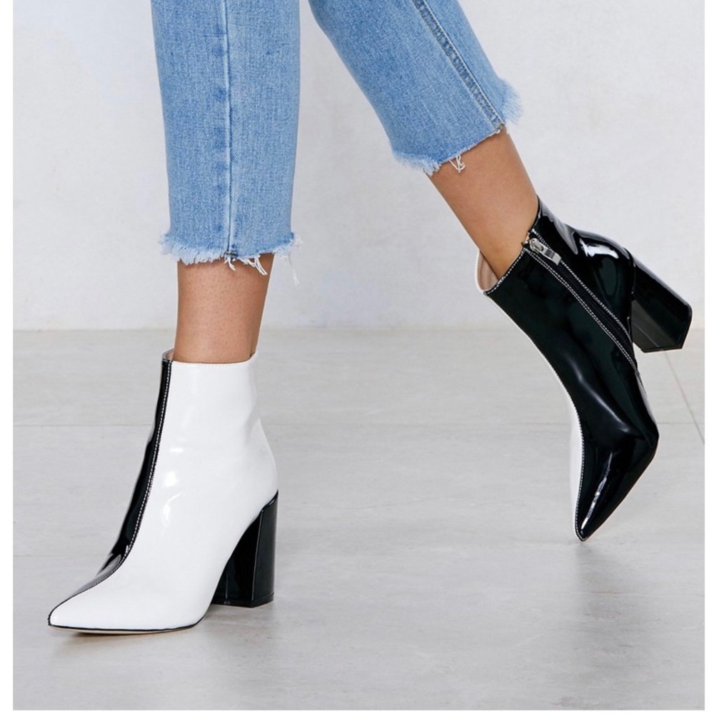 Nasty Gal Double Take Two-Tone Ankle Boots